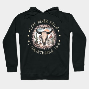 Love Never Fails Bull Skull Desert Hoodie